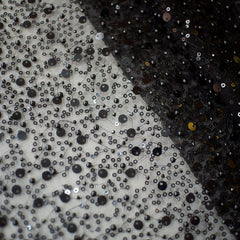 Sequined Pearl Embroidery Lace Asymmetric Single Sleeve Dress - Fashionner