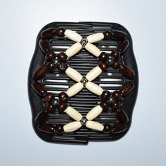 Fashion Magic Beads Elasticity Double Hair Comb Clip Stretchy Women Accessories