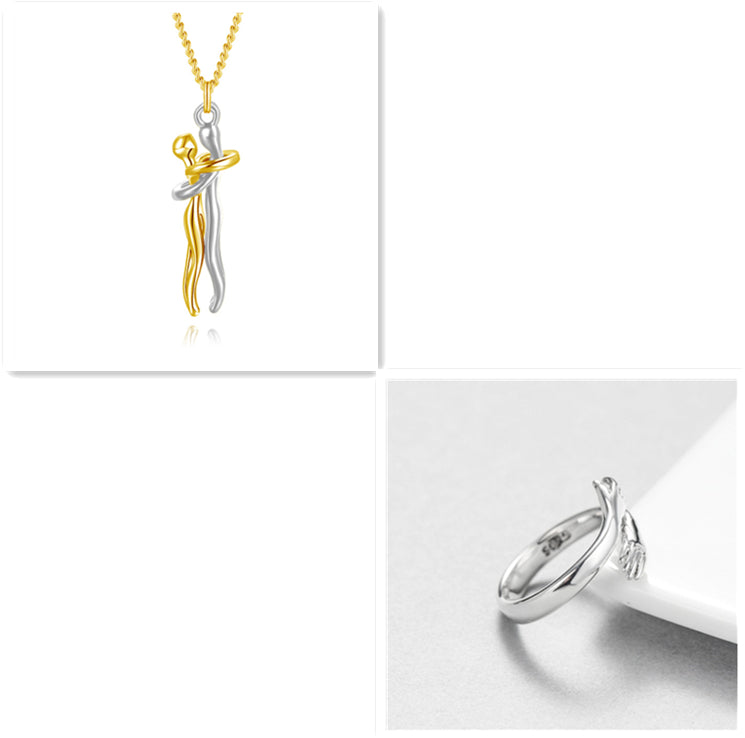 Love Hug Necklace Unisex Men Women Couple Jewelry Simple Temperament Clavicle Chain Valentines Day Lover Gift - Fashionner