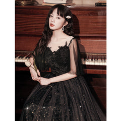 Spring Art Exam Black Xianqi Student Host Annual Party Dress - Fashionner