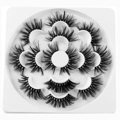 7 Pairs 3D Mink Hair False Eyelashes 25mm Lashes Thick Long Wispy Fluffy Handmade False Eyelashes - Fashionner