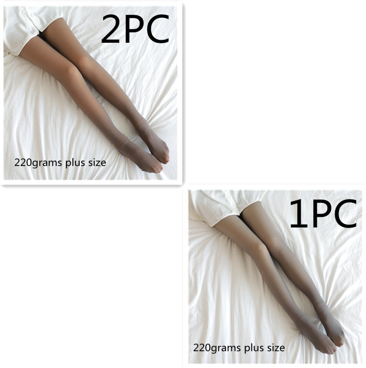 Fake Translucent Plus Size Leggings Fleece Lined Tights Fall And Winter Warm Fleece Pantyhose Women Fleece Lined Pantyhose Thermal Winter Tights - Fashionner