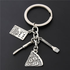 Girl Heart Cake Mold Pizza Keychain Bag Charm
