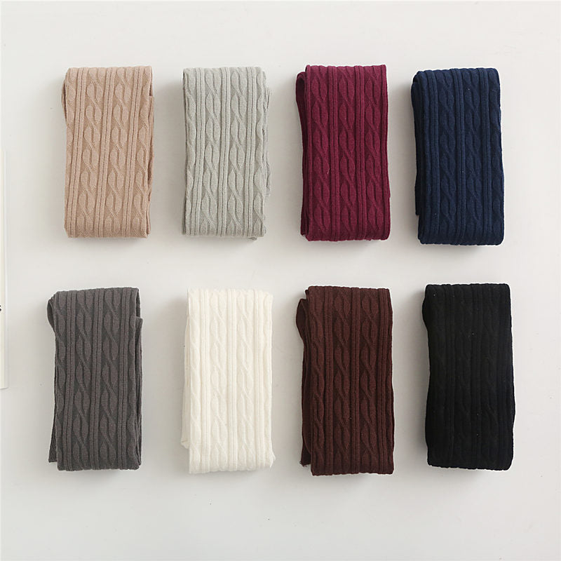 College Style Slim And Tall Looking Over The Knee Women Twist Long Cotton Socks - Fashionner