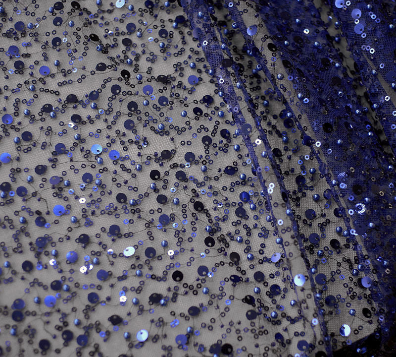 Sequined Pearl Embroidery Lace Asymmetric Single Sleeve Dress - Fashionner