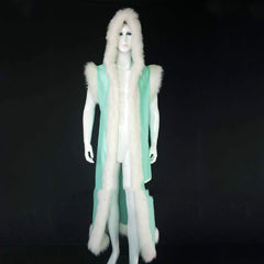 Long Pu Leather Fur Stitching Performance Costume Cosplay Anime - Fashionner