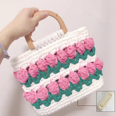Cloth Line Crochet Knitting Tulips Handbags - Fashionner