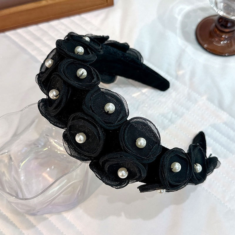 Fashionable fabric pearl flower Hair accessories - Fashionner