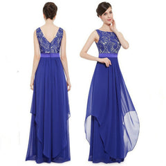 Lace spliced chiffon dress - Fashionner