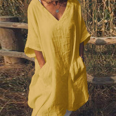 Oversized V-neck midi dress