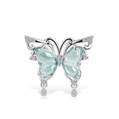 Ice Jade Stone S925 Silver Inlay Women's Fashion Rings Ear Studs