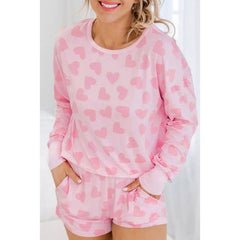 Heart Shape Printed Home Two-piece Women's Clothing - Fashionner