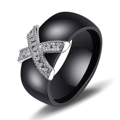 Couple Couple Rings Black And White Ceramic X Ring