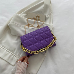 Solid Color Simple Chain Shoulder Bag - Fashionner