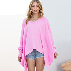 Solid Color Exposed European And American Loose Long-sleeved Sweater - Fashionner