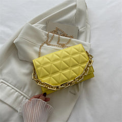 Solid Color Simple Chain Shoulder Bag - Fashionner