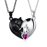 Couple Stitching Love Black And White Hug Cute Pet Cat Couple Pendant Necklace For Women Girls Fashion Exquisite Gift