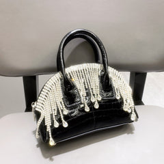 One-shoulder Crossbody Glossy Diamond Tassel Handbags - Fashionner