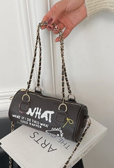 Small Handbags Women's Bag Cylinder Graffiti Shoulder - Fashionner