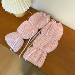 Puff Lantern Lace-up Knitted Girl Foot Sock - Fashionner