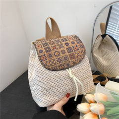 Western Style Travel Women's Straw Backpack Bohemian Style Tassel Bag - Fashionner