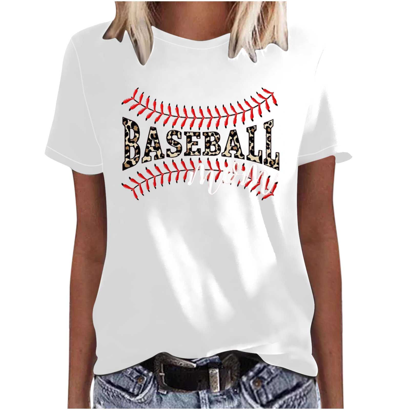 Mother's Day Baseball Women's Various Styles Loose-fitting Pullover Round-neck Short-sleeved T-shirt - Fashionner