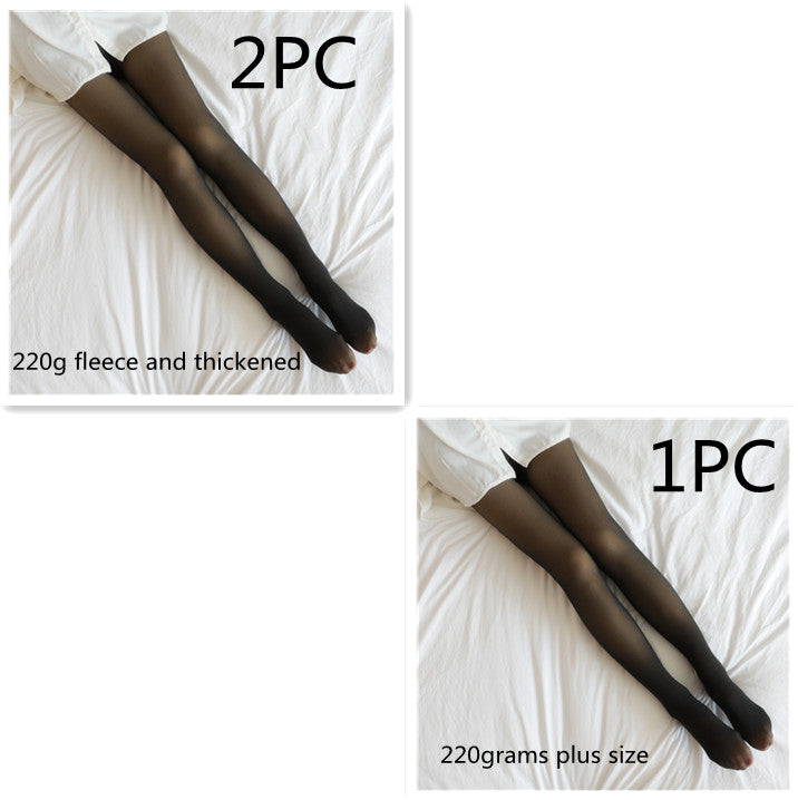 Fake Translucent Plus Size Leggings Fleece Lined Tights Fall And Winter Warm Fleece Pantyhose Women Fleece Lined Pantyhose Thermal Winter Tights - Fashionner