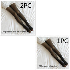 Fake Translucent Plus Size Leggings Fleece Lined Tights Fall And Winter Warm Fleece Pantyhose Women Fleece Lined Pantyhose Thermal Winter Tights - Fashionner