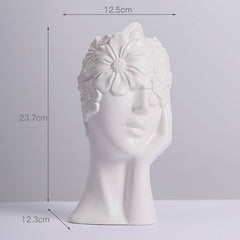 Human Body Ceramic Vase White Matte Artifact Hydroponic Flower Dryer Ornaments