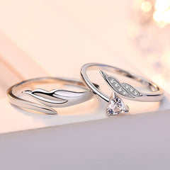 Angel Feather Cupid Couple Ring