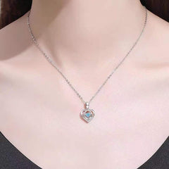 S925 Beating Heart-shaped Necklace Women Luxury Love Rhinestones Necklace Jewelry Gift For Valentine's Day - Fashionner