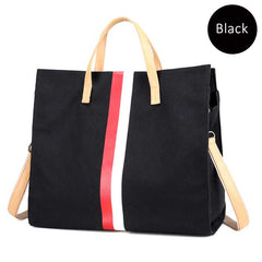 Canvas Ladies Work Bag Women Tote Hand Bag Shoulder Bag for Women Fashion Lady Shopping Canvas Stripe Tote Bags Female Handbags - Fashionner