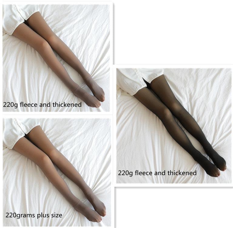 Fake Translucent Plus Size Leggings Fleece Lined Tights Fall And Winter Warm Fleece Pantyhose Women Fleece Lined Pantyhose Thermal Winter Tights - Fashionner