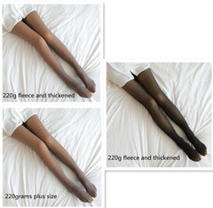 Fake Translucent Plus Size Leggings Fleece Lined Tights Fall And Winter Warm Fleece Pantyhose Women Fleece Lined Pantyhose Thermal Winter Tights - Fashionner
