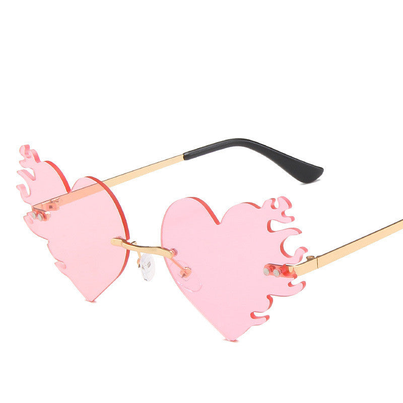 New Metal Frameless Love Flame Sunglasses - Fashionner