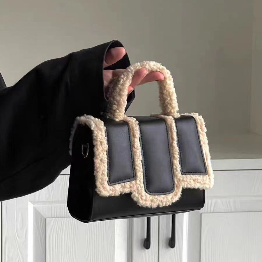 Lamb Wool Portable And Fashion Crossbody Bag - Fashionner