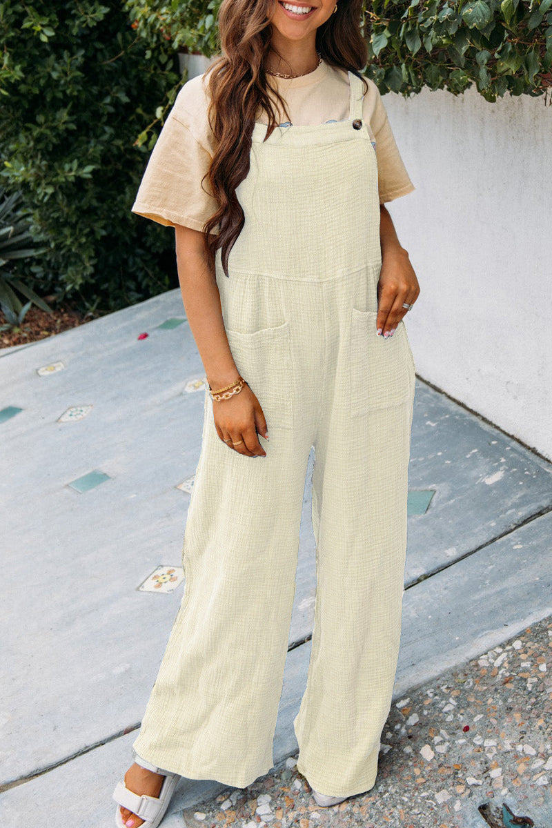 Fashion Square Neck Jumpsuit With Pockets Spring Summer Casual Solid Color Loose Overalls Womens Clothing - Fashionner