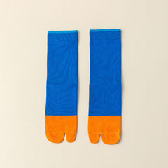 Women's Stitching Summer Thin Fashion Mid-calf Two-toe Socks - Fashionner