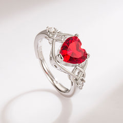 Heart-shaped Ruby Jewelry Suit - Fashionner