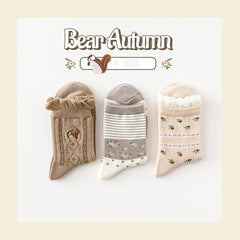 Minimalist Printed Cute Women's Mid Length Socks - Fashionner