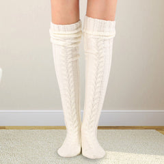 Autumn And Winter Knitting Knee Length Stockings Women's Lengthened Floor Stockings Wool Pile Stockings - Fashionner
