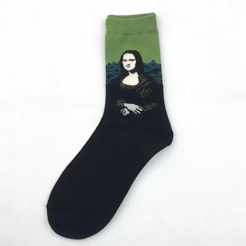 Trendy Mid-calf Length Socks Preppy Style Stockings Artistic Illustration Socks - Fashionner
