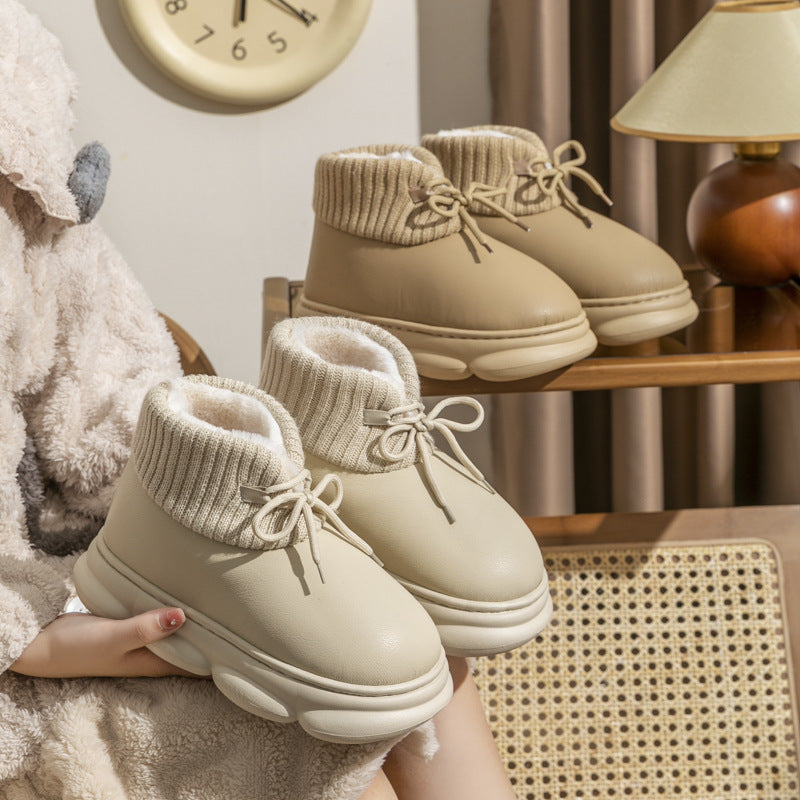 Autumn And Winter New High-top With Velvet Insulated Cotton-padded Shoes Women's Home - Fashionner