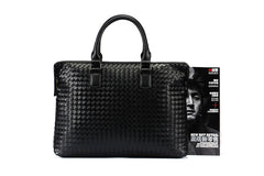 Men's Bag Leather Large Briefcase Hand Woven Luxury Handbags Business Tote Bags For Men High Quality Laptop Handbags - Fashionner