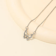 Sweet Light Luxury Metal Diamond Bow Necklace For Women - Fashionner