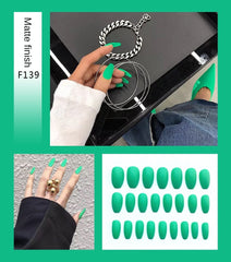 Nail Art Fake Nails Stiletto Tips Clear Press on Long False with Glue Coffin Stick Display Full Cover Artificial Designs Matte - Fashionner