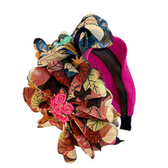 Handmade Fabric Flower Women's Wide Edge Pressed Hair Hoop - Fashionner