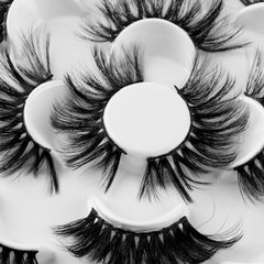 7 Pairs 3D Mink Hair False Eyelashes 25mm Lashes Thick Long Wispy Fluffy Handmade False Eyelashes - Fashionner
