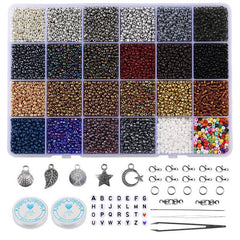Household Glass Color Loose Beads 24 Colors Set