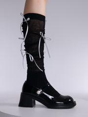 Korean Ballet Girl Butterfly Pile Socks - Fashionner